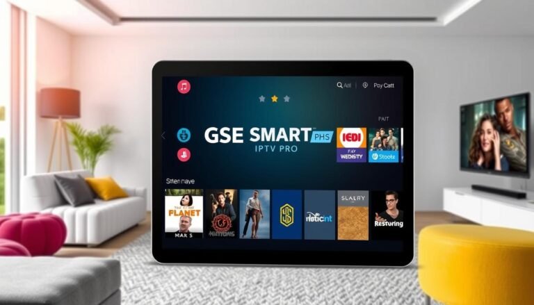 Interface de l’application GSE SMART IPTV affichant une playlist M3U sur Android