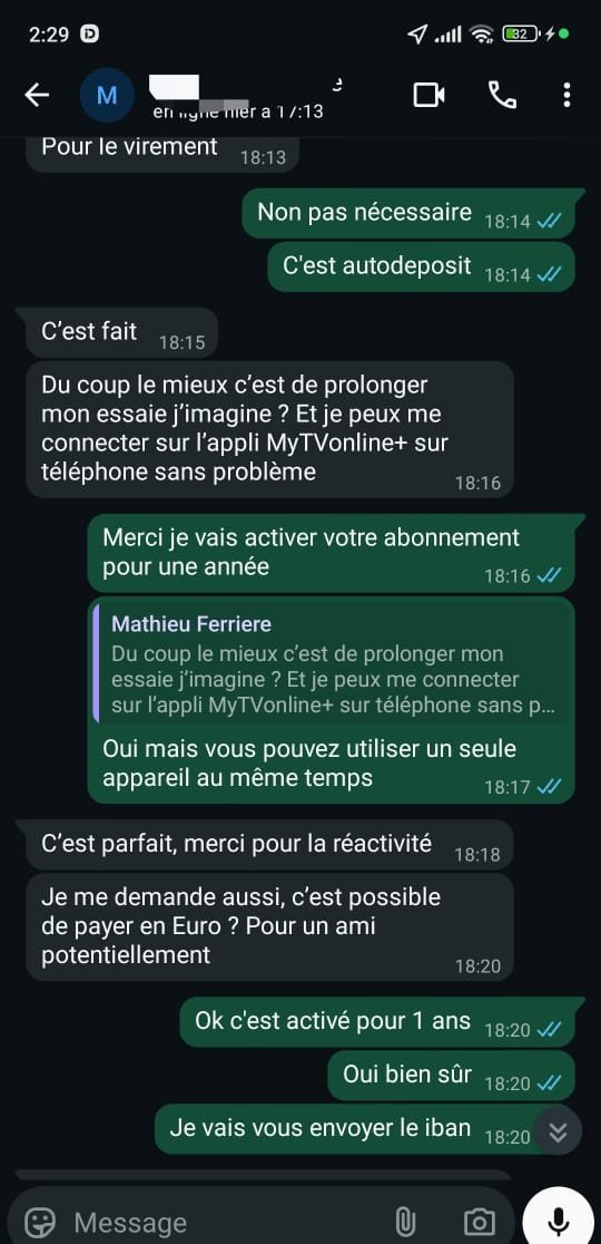 avis clients IPTV Québec WhatsApp