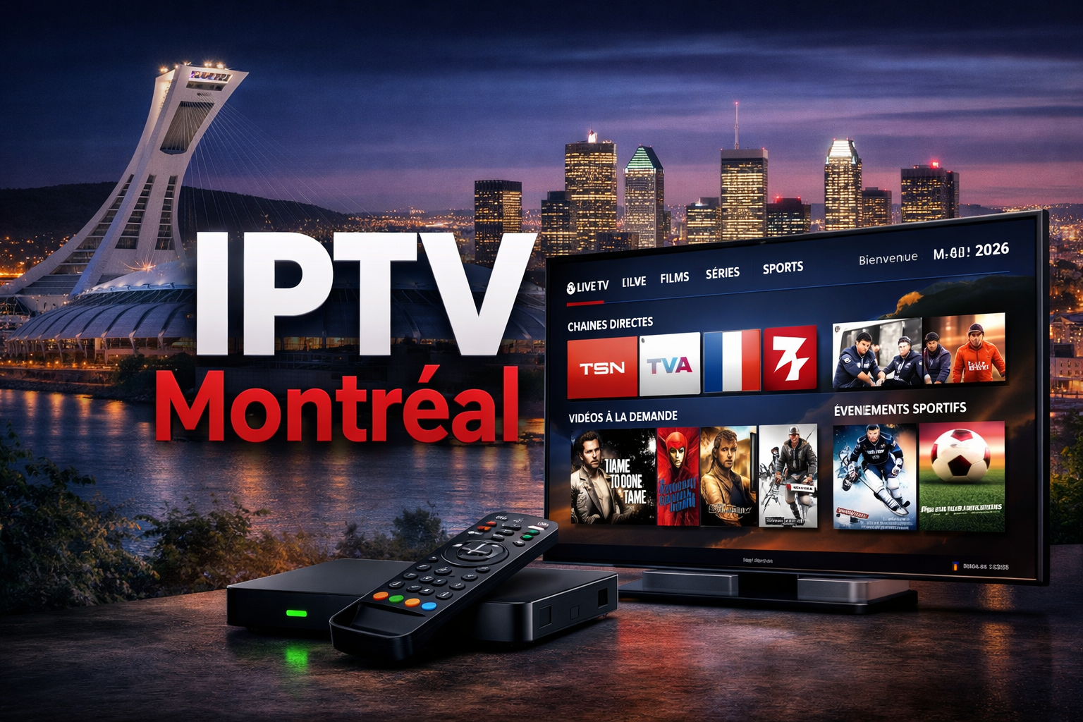 IPTV Montréal – service IPTV Premium à Montréal avec chaînes IPTV Canada et IPTV Québec en 2026
