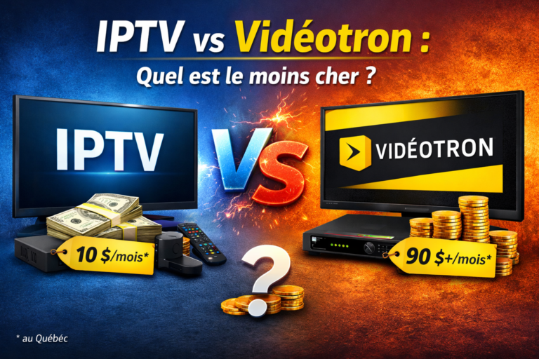 IPTV vs Vidéotron : quel est le moins cher au Québec ? Comparez les prix, le contenu et découvrez la meilleure solution TV en 2026.